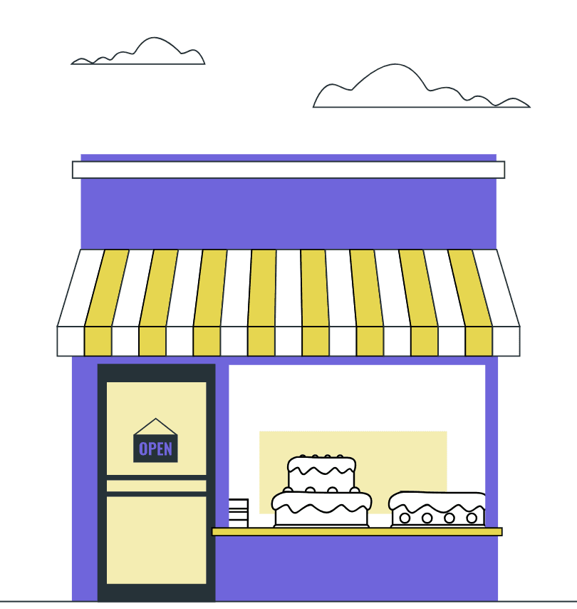 local small business storefront cartoon