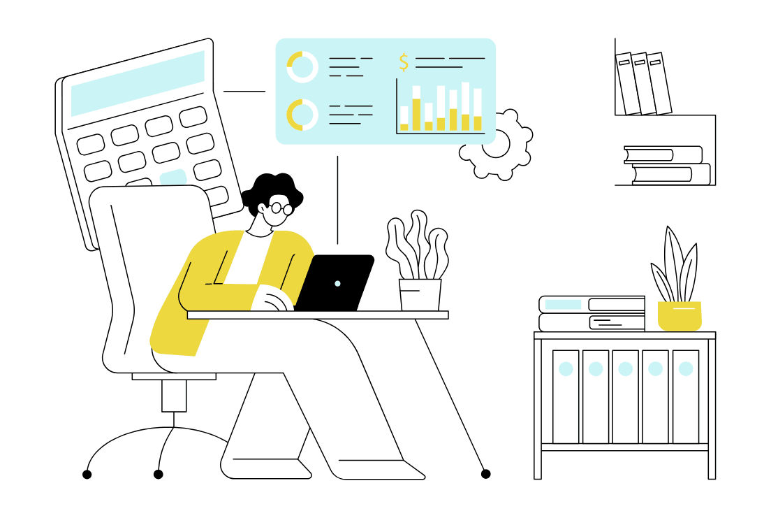 cartoon accountant providing monthly or annual services
